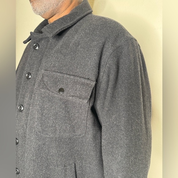 WOOL BLEND FRONT RANGE SHIRT JACKET QUILTED PADDED GRAY Shacket With Front Zip - Picture 4 of 11